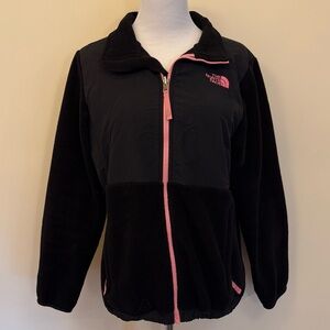 The North Face Fleece Jacket XS Black Pink Details Zip Up Cozy Outdoor